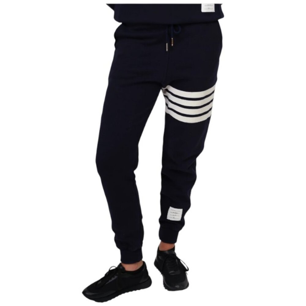 Thom Browne navy blue classic loopback 4-bar sweatpants size 1